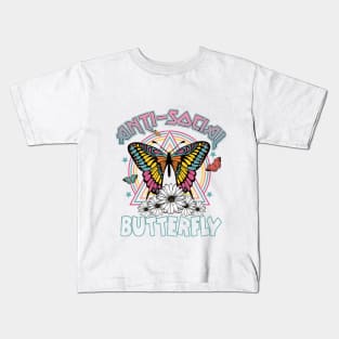 butterfly Anti social media Kids T-Shirt